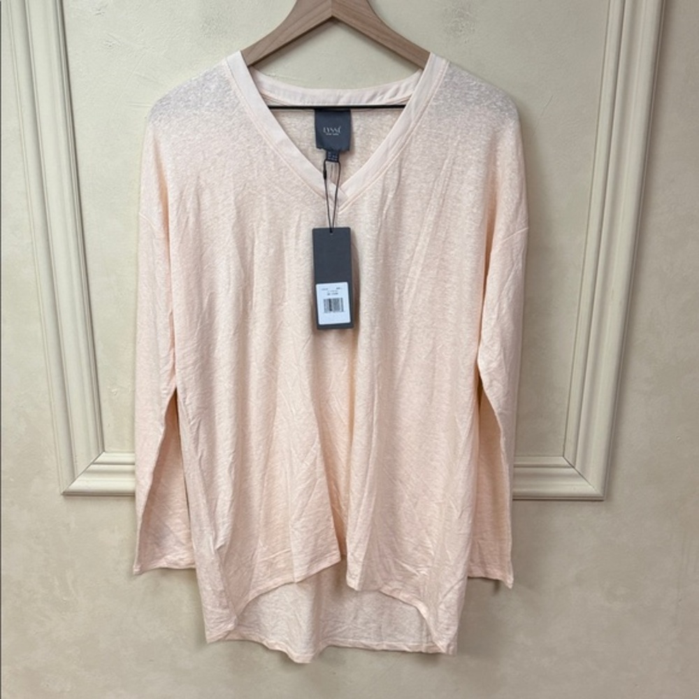 New! Lysee Linen Long Sleeve V Neck Top size Large